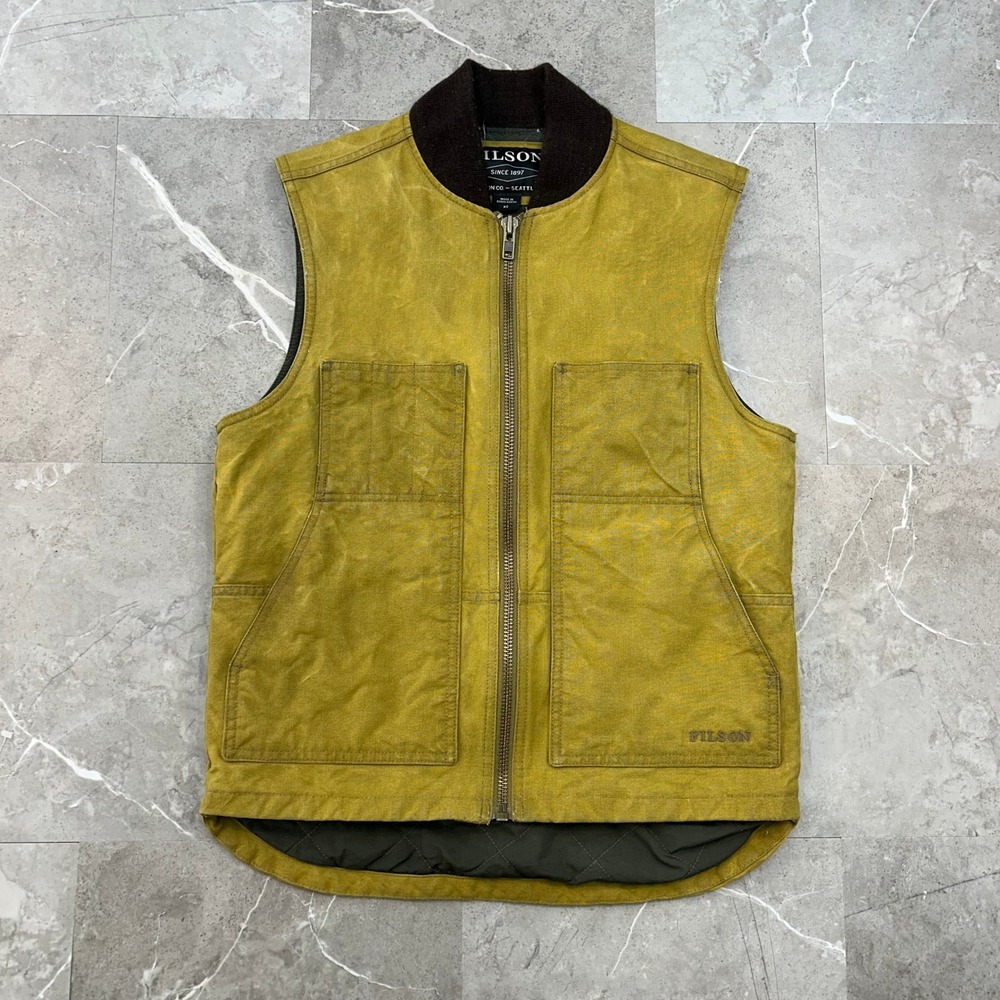 Filson Tin Cloth Insulated Work Vest Mens XS Ultra Durable Waxed Canvas Workwear